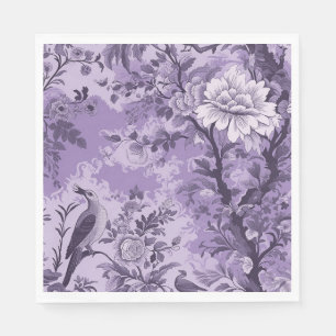 Vintage Fransk Lila Toile Fleurie Pappersservett