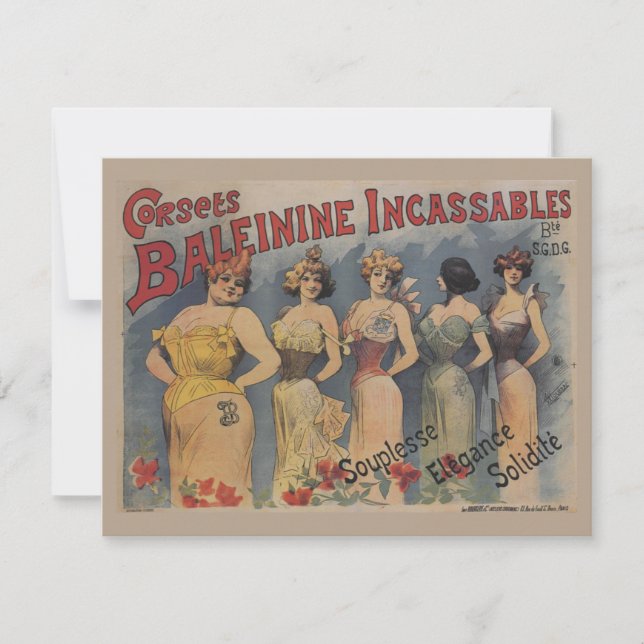 Vintage Fransk Lingerie, Möhippa Inbjudningar (Framsida)