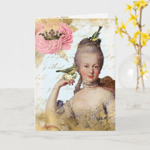 Vintage Fransk Marie Antoinette shabby Card Kort