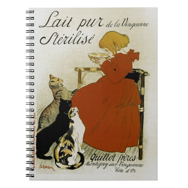 Vintage fransk mjölkreklam anteckningsbok (Framsidan)