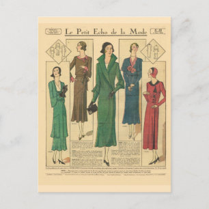Vintage, Fransk mode, bära 1931 Vykort