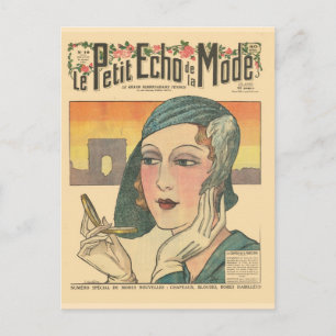 Vintage, Fransk mode, Echo de Monde-hölje Vykort