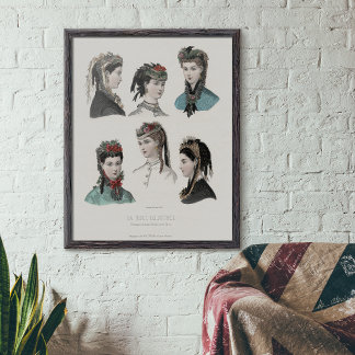 Vintage Fransk Mode Illustration Kvinnor i hattar Poster