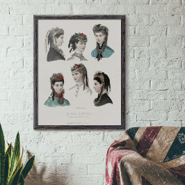 Vintage Fransk Mode Illustration Kvinnor i hattar Poster