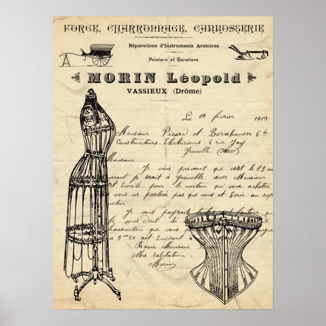 Vintage Fransk Mode Poster (Framsidan)