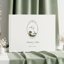 Vintage fransk monogram bröllopsgästbok gästböcker