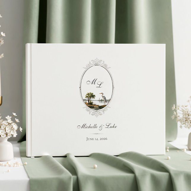 Vintage fransk monogram bröllopsgästbok gästböcker (Skapare uppladdad)