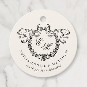 Vintage fransk monogram krans elegant bröllop gåvor etiketter