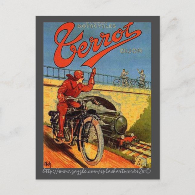 "Vintage Fransk Motorcykel Ad" Vykort (Framsida)