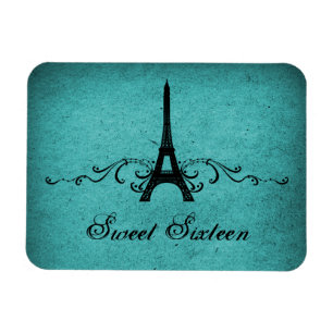 Vintage Fransk Mourish Sweet 16 Magnet, Teal Magnet