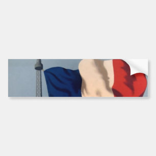 Vintage Fransk National Flagga & Eiffel Torn Bildekal