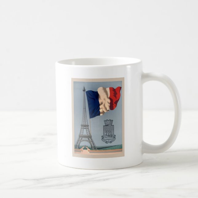 Vintage Fransk National Flagga & Eiffel Torn Kaffemugg (Höger)