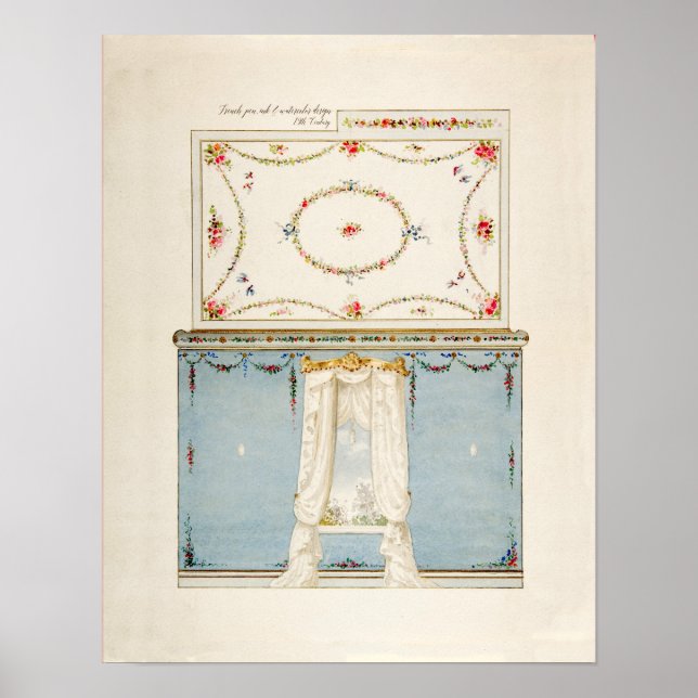 Vintage Fransk Nursery Room Watercolor Blommigt Ar Poster (Framsidan)