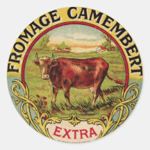 Vintage Fransk Ost med Dairy Cow Sticker