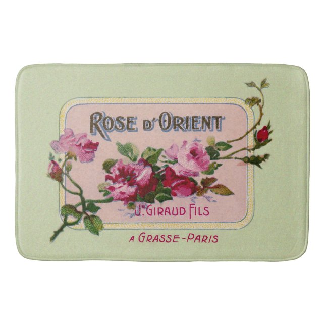 Vintage Fransk Parfym Blommigt och konst Badrumsmatta (Framsidan)