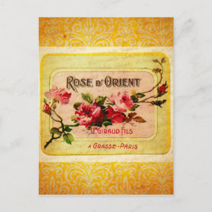 Vintage Fransk Parfym etikett Vykort