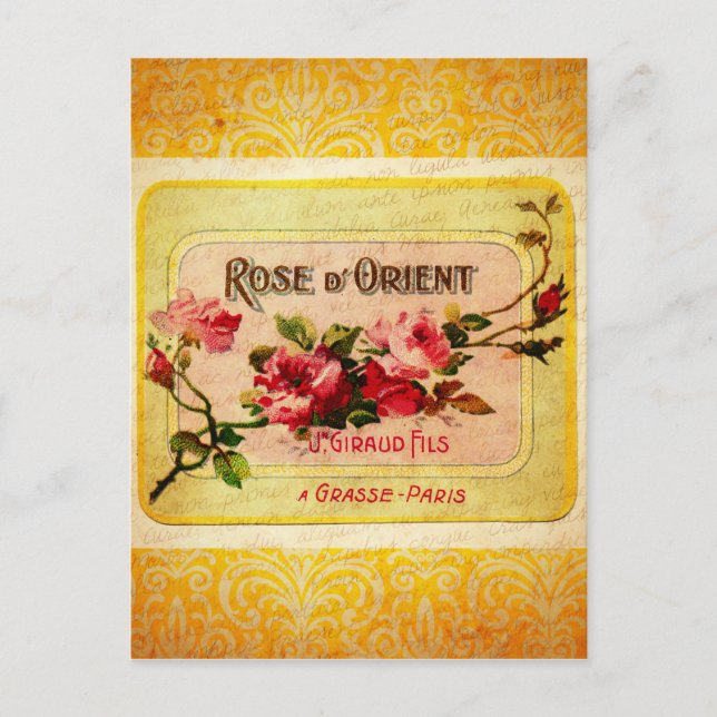 Vintage Fransk Parfym etikett Vykort (Framsida)