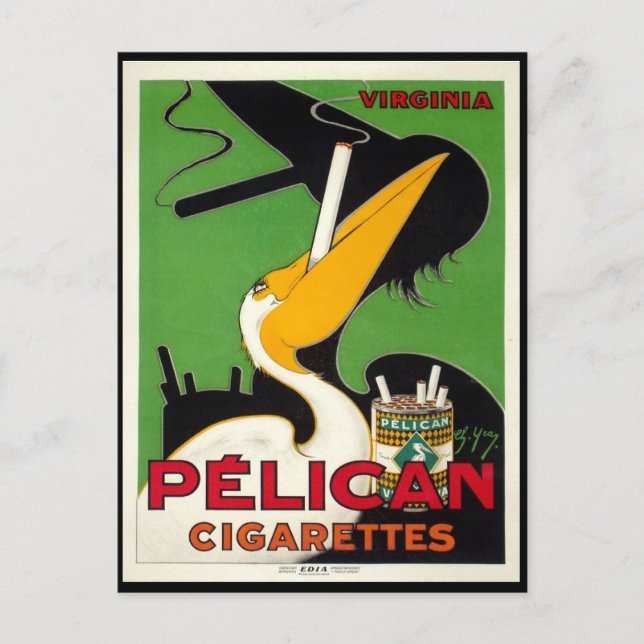 Vintage Fransk Pelican Cigarettes Vykort (Framsida)