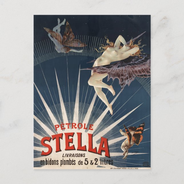 Vintage Fransk Petrole Stella (Stella Gasoline) Vykort (Framsida)