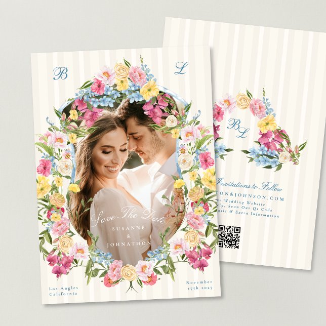 Vintage Fransk Photo Ram Monogram Bröllop Spara Datumet (Skapare uppladdad)