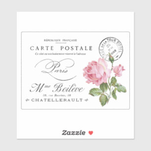 VINTAGE FRANSK POSTCARD TRANSPARENT STICKER KLISTERMÄRKEN