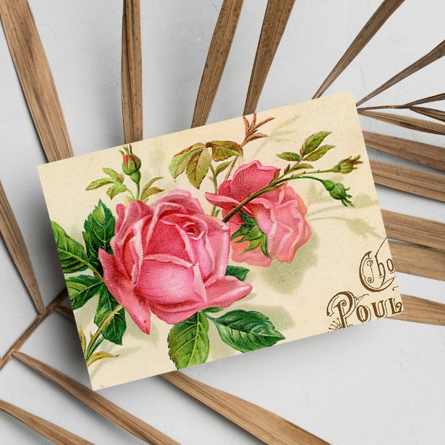 Vintage Fransk Publicity Girly Röd ros Vykort (Vintage French Publicity Girly Red Roses)