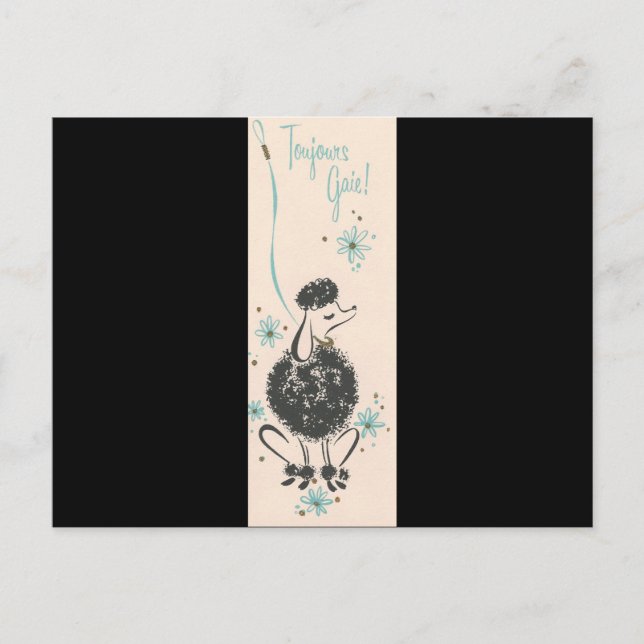 Vintage Fransk Pudel Vykort (Framsida)