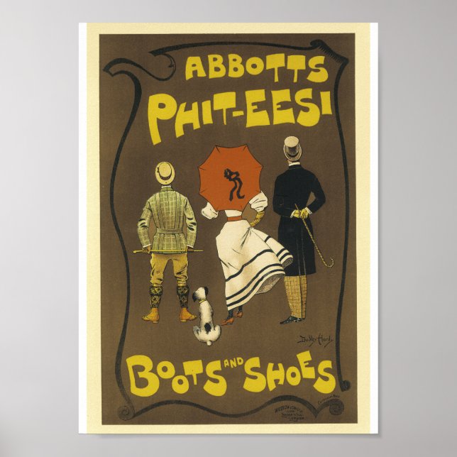 Vintage Fransk Reklam Abbots Phit-TES Boots Poster (Framsidan)