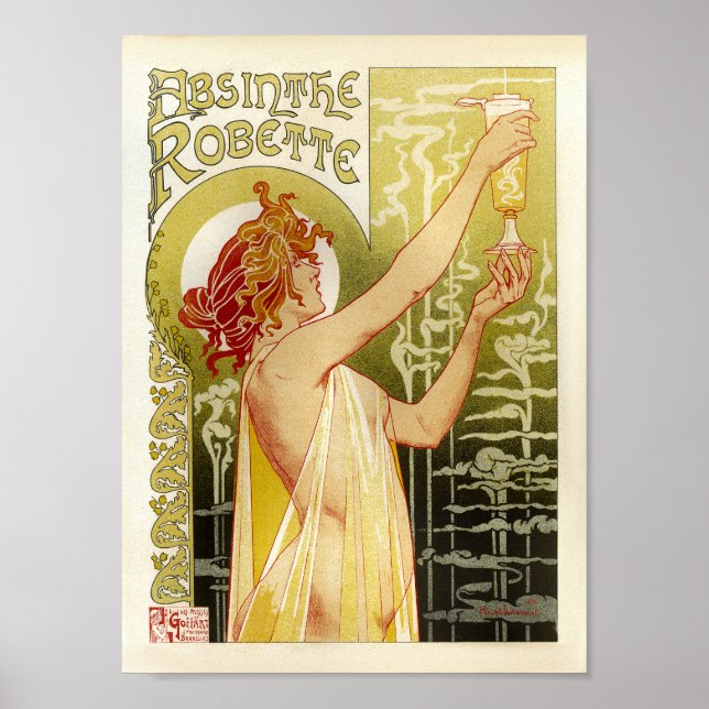 Vintage Fransk Reklam Absinthe Robette Dam Poster (Framsidan)