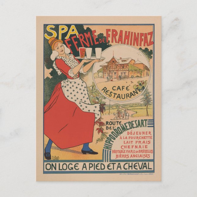 Vintage Fransk Restaurant Cafe Travel Vykort (Framsida)