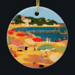 Vintage Fransk Riviera Beach Julgransprydnad Keramik<br><div class="desc">Reklammålning för vintage Fransk-turism</div>