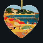 Vintage Fransk Riviera Beach Julgransprydnad Keramik<br><div class="desc">Reklammålning för vintage Fransk-turism</div>