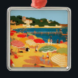 Vintage Fransk Riviera Beach Julgransprydnad Metall<br><div class="desc">Reklammålning för vintage Fransk-turism</div>