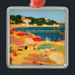 Vintage Fransk Riviera Beach Julgransprydnad Metall<br><div class="desc">Reklammålning för vintage Fransk-turism</div>