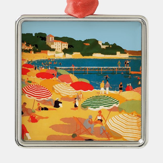 Vintage Fransk Riviera Beach Julgransprydnad Metall (Framsidan)