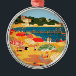 Vintage Fransk Riviera Beach Julgransprydnad Metall<br><div class="desc">Reklammålning för vintage Fransk-turism</div>