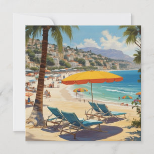 Vintage Fransk Riviera Beach Julkort