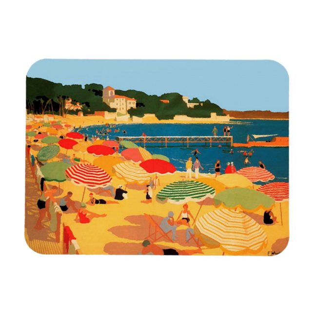 Vintage Fransk Riviera Beach Magnet (Horisontell)