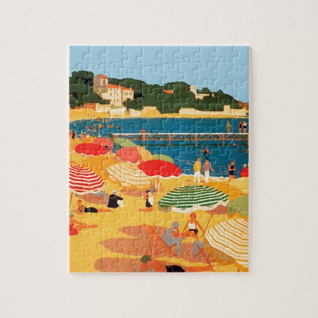 Vintage Fransk Riviera Beach Pussel (Vertikal)