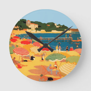 Vintage Fransk Riviera Beach Rund Klocka