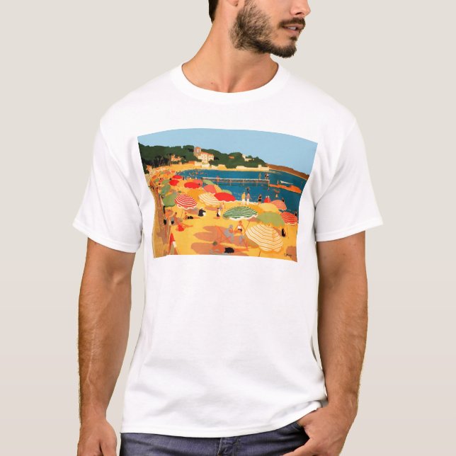 Vintage Fransk Riviera Beach T-shirt (Framsida)