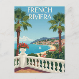 Vintage Fransk Riviera Beach Travel Poster Vykort