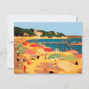 Vintage Fransk Riviera Beach Vykort