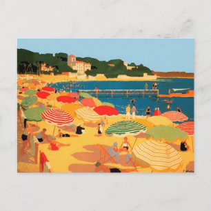 Vintage Fransk Riviera Beach Vykort