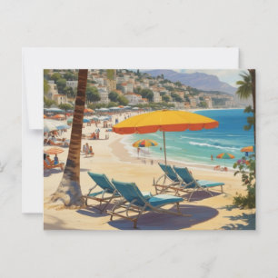 Vintage Fransk Riviera Beach Vykort