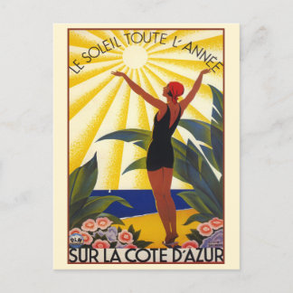 Vintage Fransk Riviera Cote d'Azur Travel Frankrik Vykort