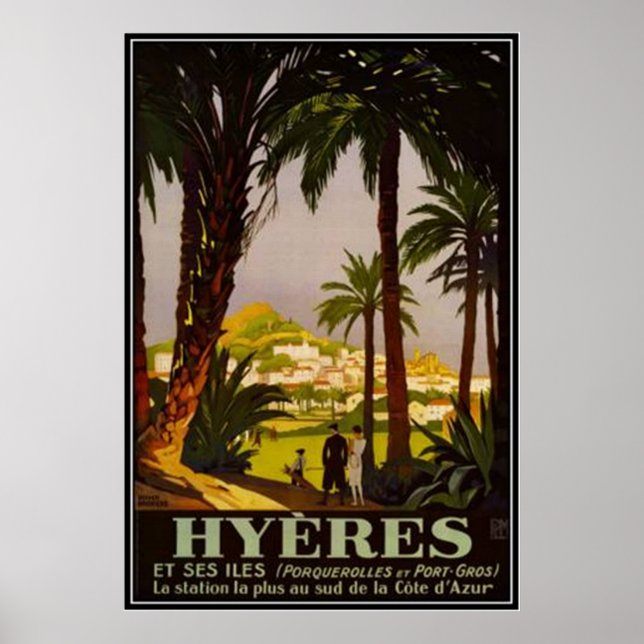 Vintage Fransk Riviera, Frankrike- Poster (Framsidan)