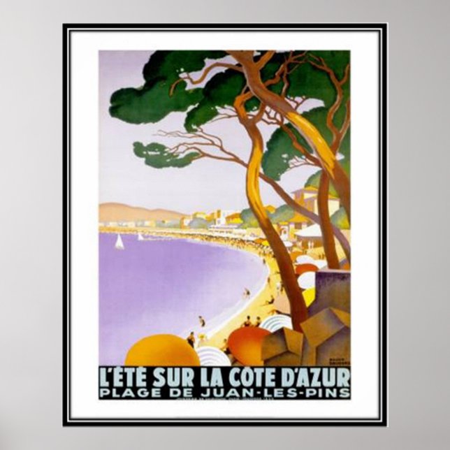 Vintage Fransk Riviera, Frankrike- Poster (Framsidan)