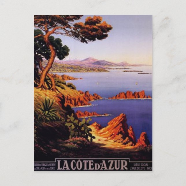 Vintage Fransk Riviera, Frankrike- Vykort (Framsida)