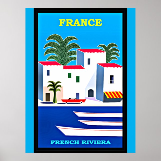 Vintage Fransk Riviera-reseaffisch Poster (Framsidan)